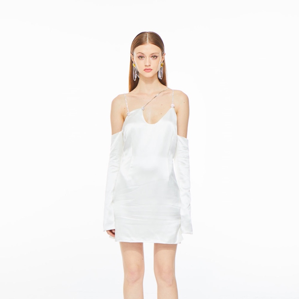 NANA JACQUELINE Alissa Cold Shoulder Dress White size medium - Picture 3 of 12
